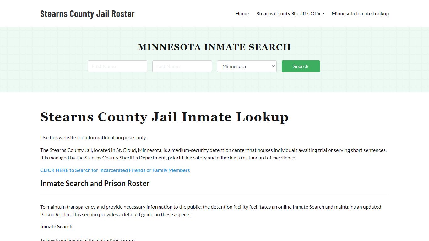 Stearns County Jail Roster Lookup, MN, Inmate Search