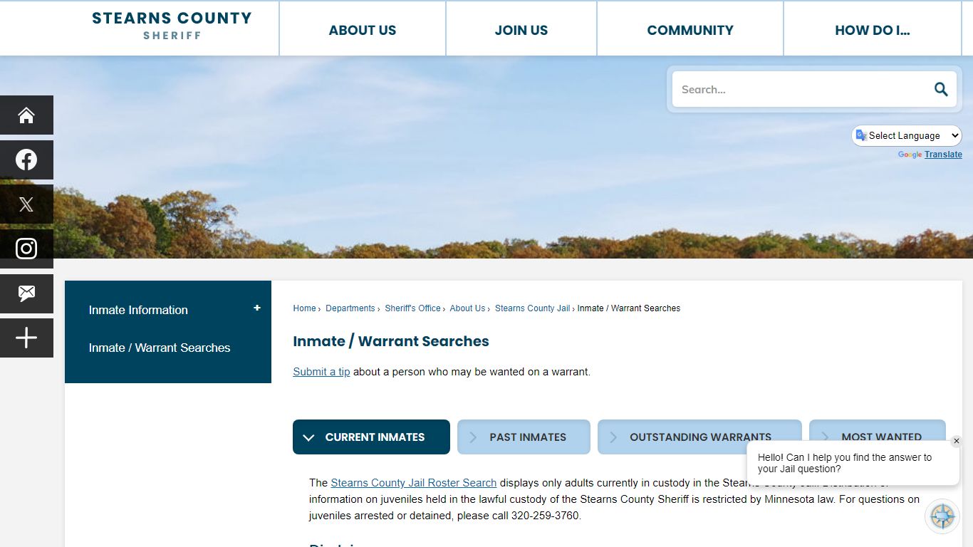 Inmate / Warrant Searches | Stearns County, MN - Official Website